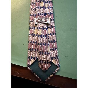 Vintage Bert Pulitzer Navy Blue Oval Paisley Medallion 100% Silk Tie USA Made